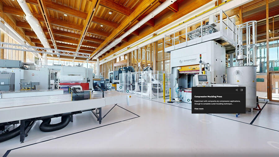 Advanced manufacturing equipment in the manufacturing hall